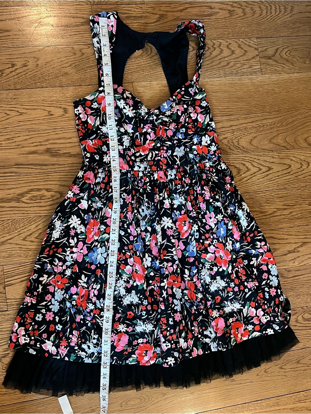 Free People Floral Fit-and-Flare Dress with Keyhole Back & Tulle Bottom Size 10 - Picture 8 of 9